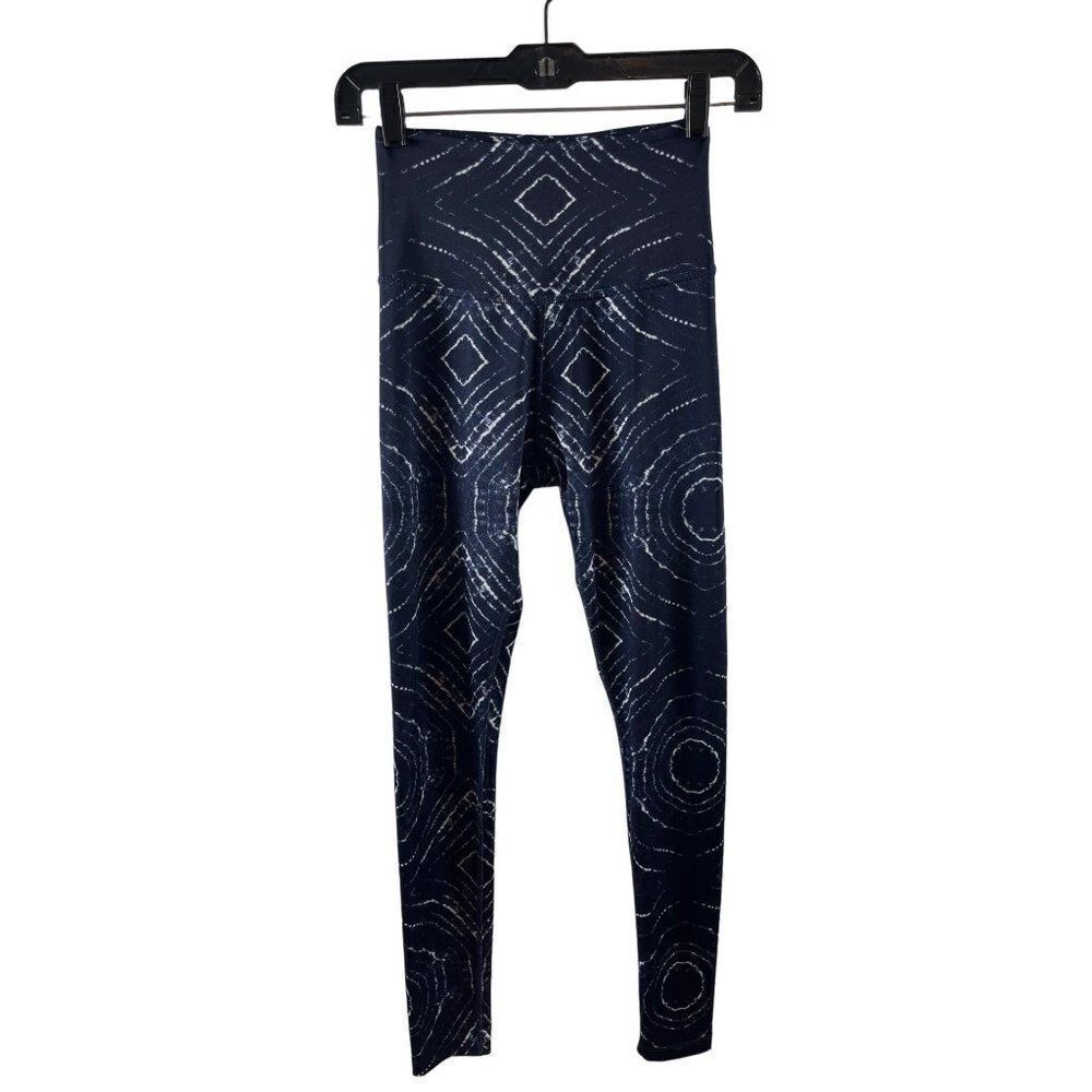 Beyond Yoga Lux Ripple Effect Print High Waisted Legging Size Small Navy Blue